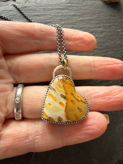 Fossilised Palm Root Heart Pendant