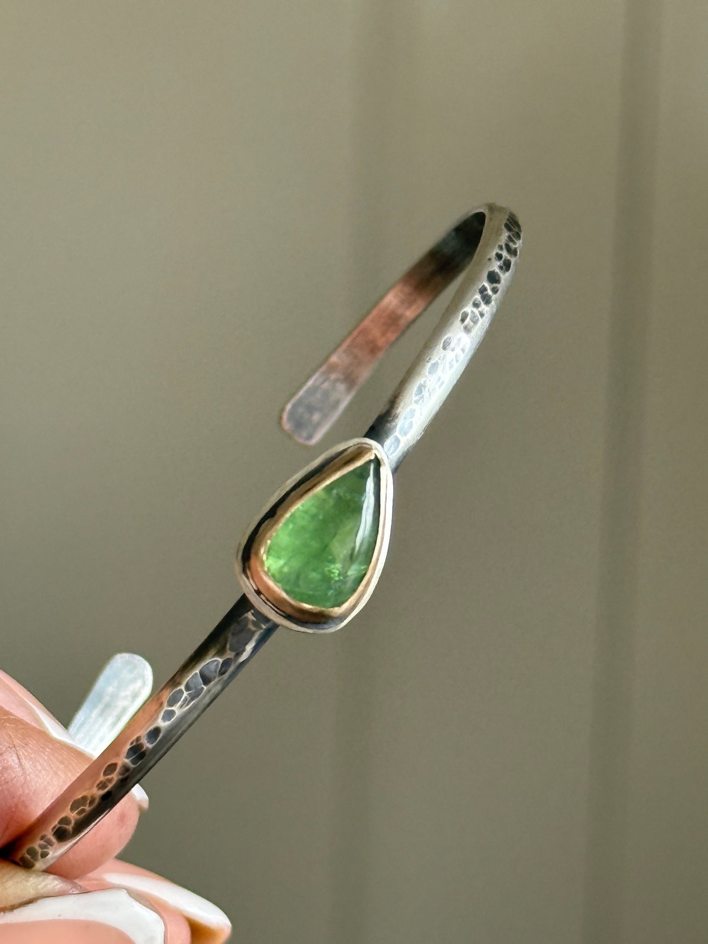 Green Garnet Cuff Bangle