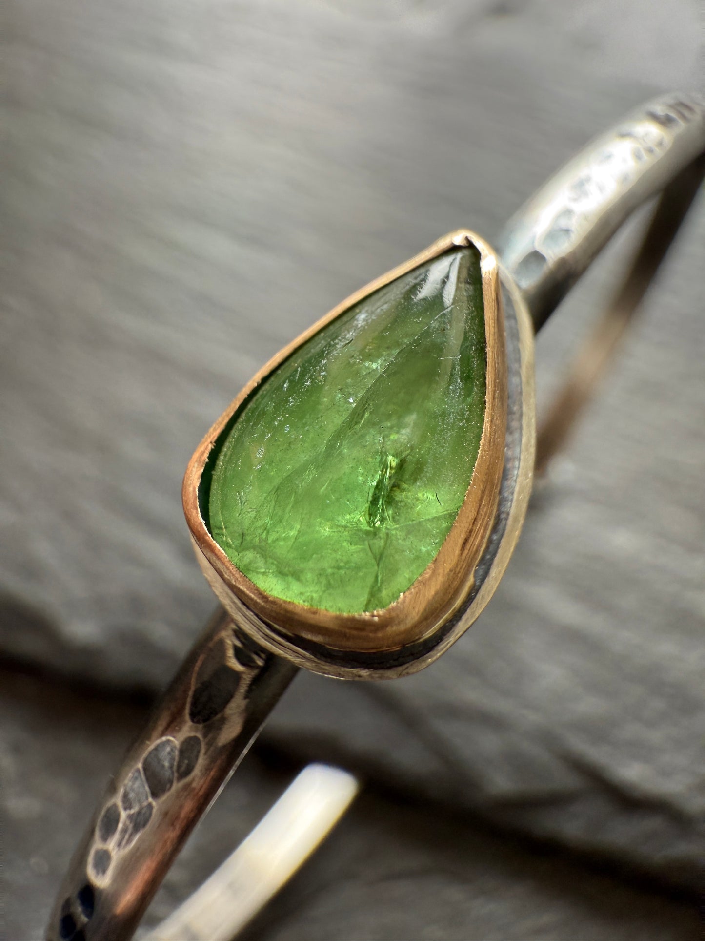 Green Garnet Cuff Bangle