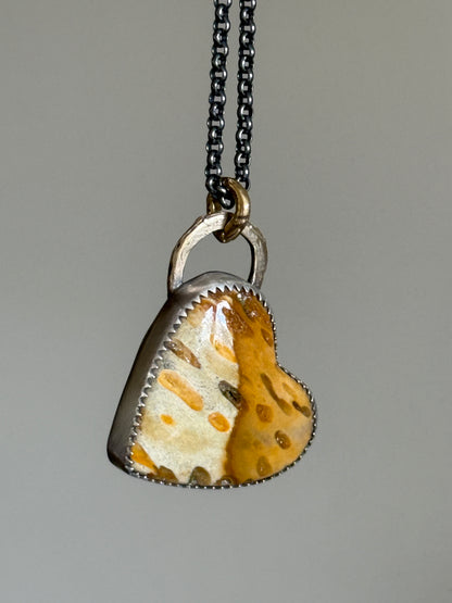 Fossilised Palm Root Heart Pendant
