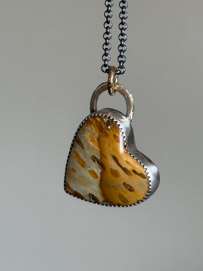 Fossilised Palm Root Heart Pendant