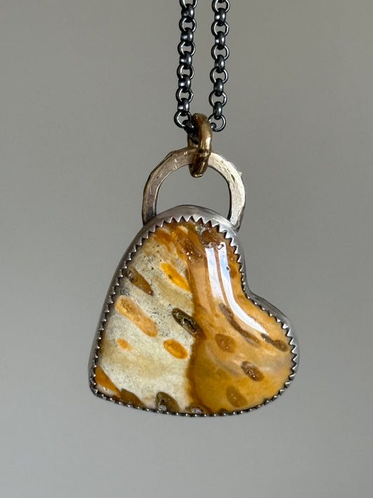 Fossilised Palm Root Heart Pendant