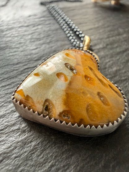 Fossilised Palm Root Heart Pendant