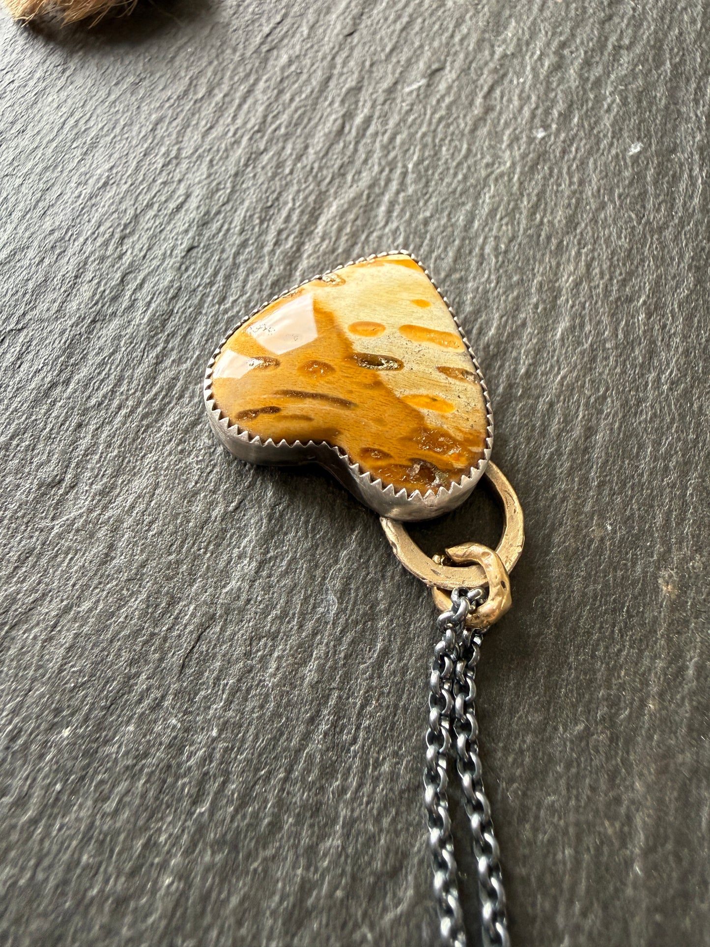 Fossilised Palm Root Heart Pendant