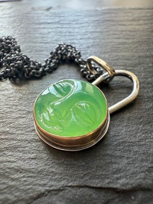Chrysoprase Moon Necklace