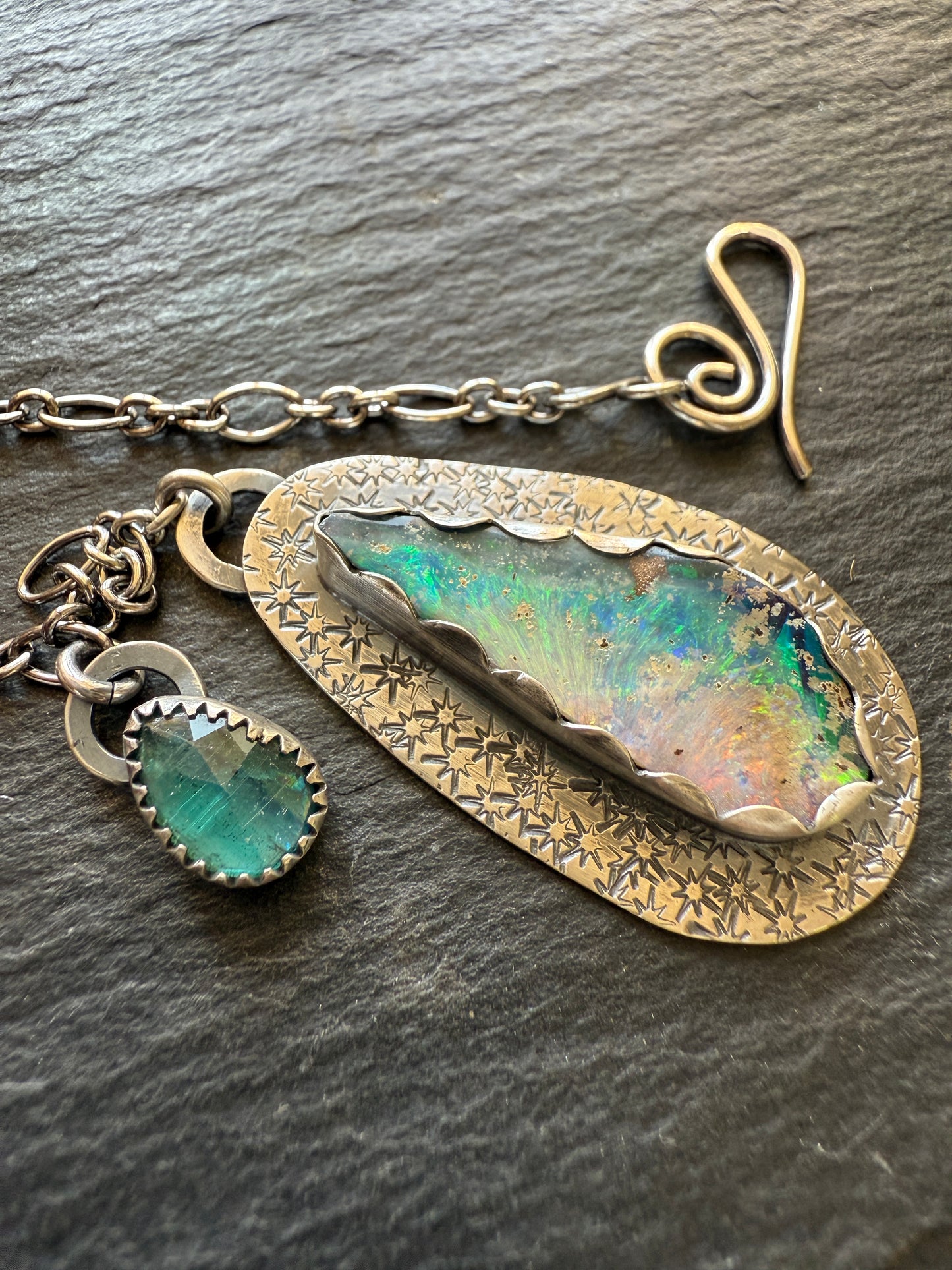 Opal and Kyanite Necklace