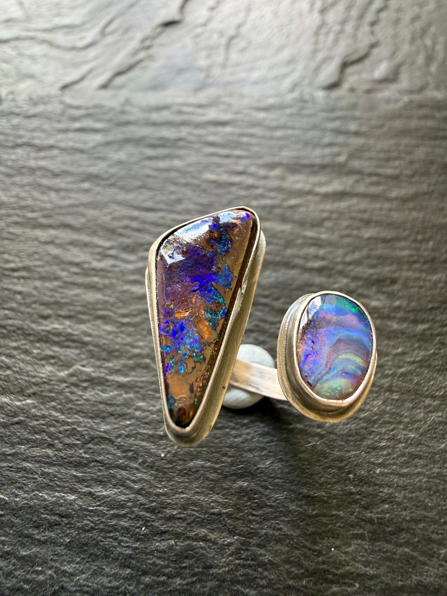 Open Ring with Boulder Opals UK O / US 7 1/4