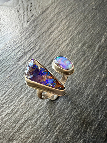 Open Ring with Boulder Opals UK O / US 7 1/4