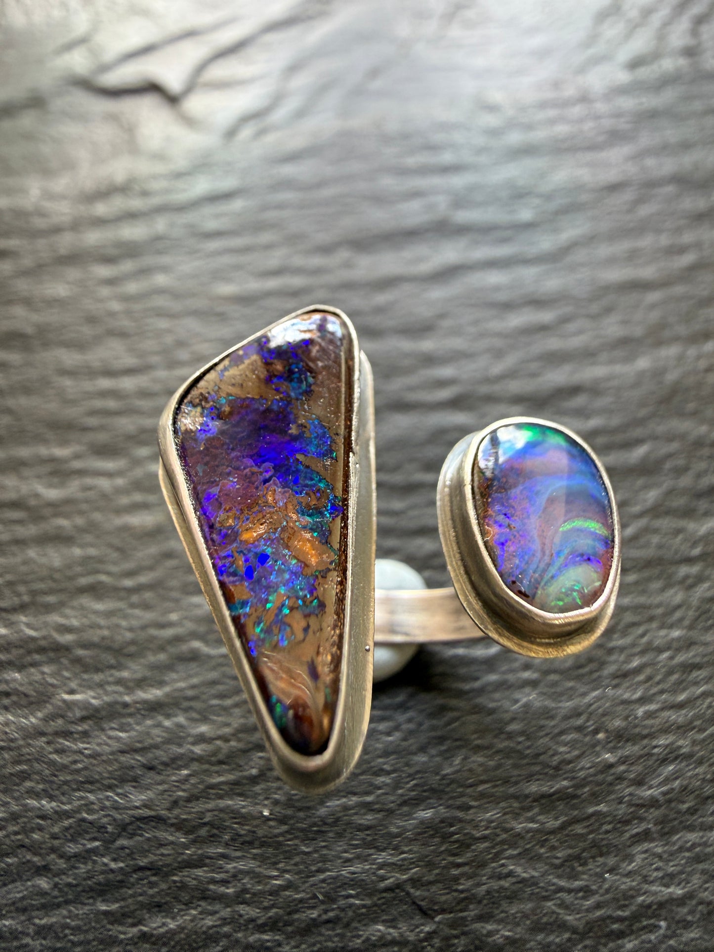 Open Ring with Boulder Opals UK O / US 7 1/4