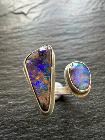 Open Ring with Boulder Opals UK O / US 7 1/4