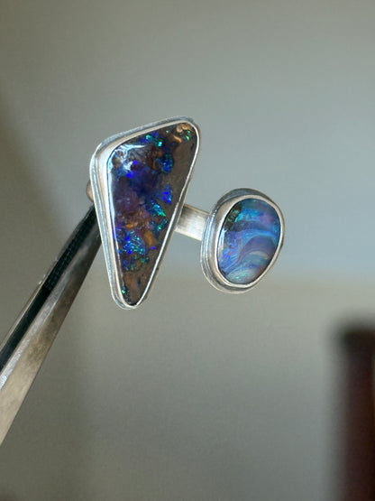 Open Ring with Boulder Opals UK O / US 7 1/4