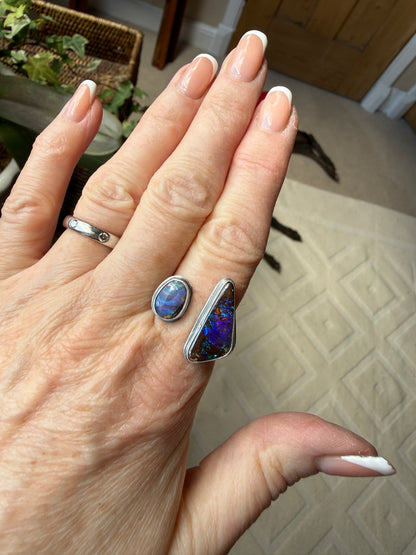 Open Ring with Boulder Opals UK O / US 7 1/4