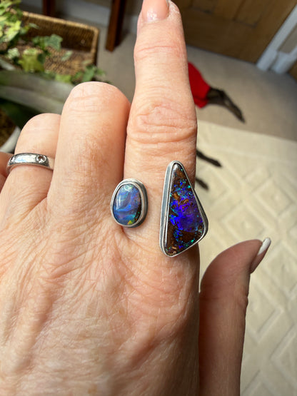 Open Ring with Boulder Opals UK O / US 7 1/4