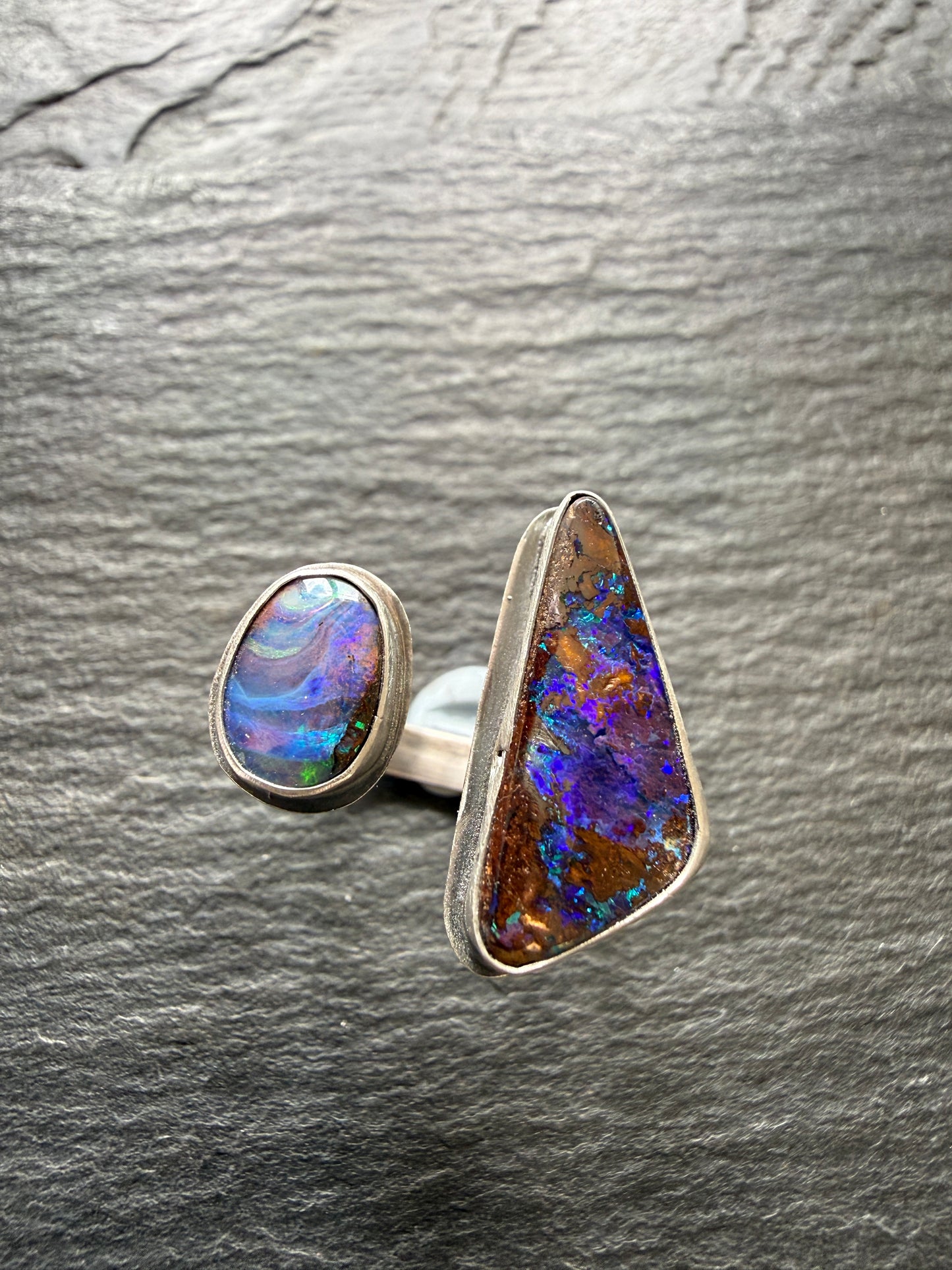 Open Ring with Boulder Opals UK O / US 7 1/4