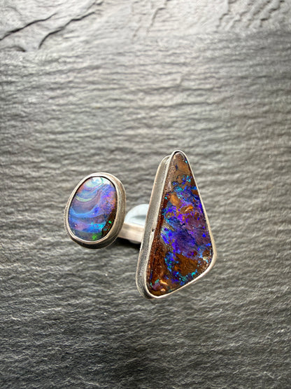 Open Ring with Boulder Opals UK O / US 7 1/4