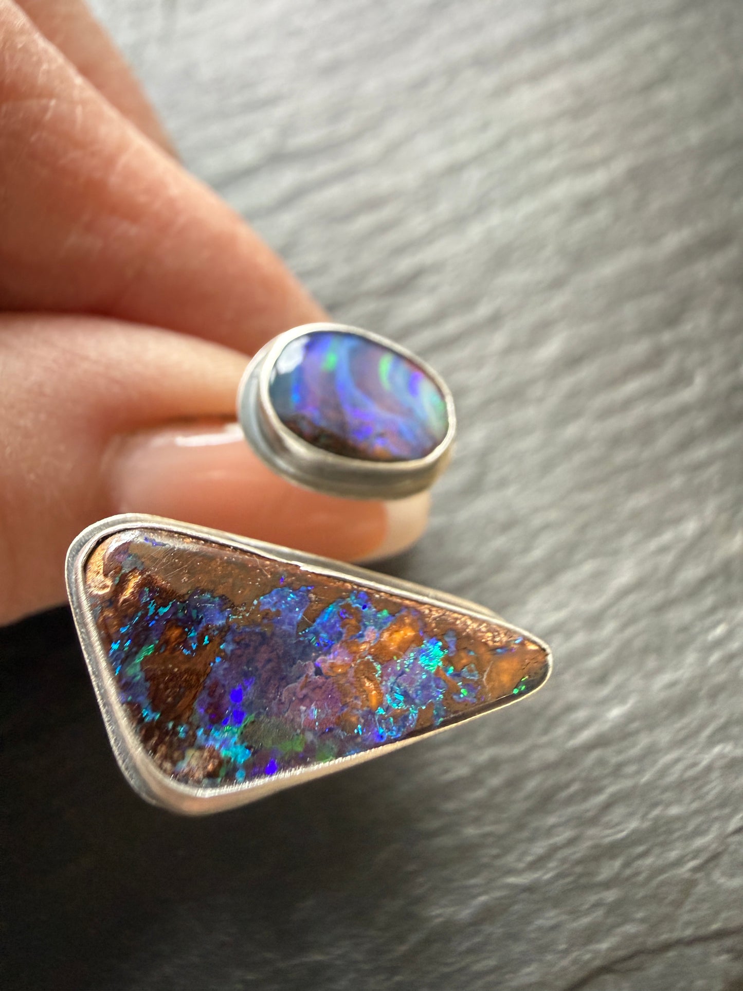 Open Ring with Boulder Opals UK O / US 7 1/4