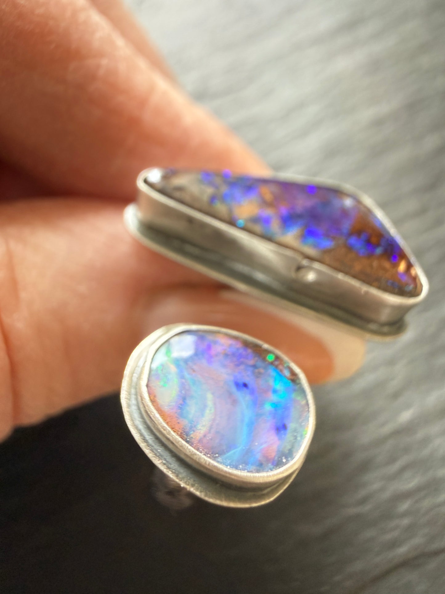 Open Ring with Boulder Opals UK O / US 7 1/4