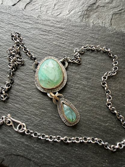 Peruvian Opal and Tourmaline Pendant