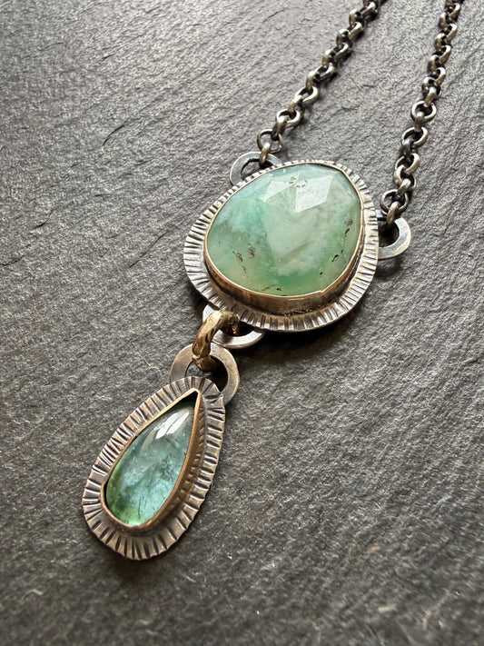 Peruvian Opal and Tourmaline Pendant