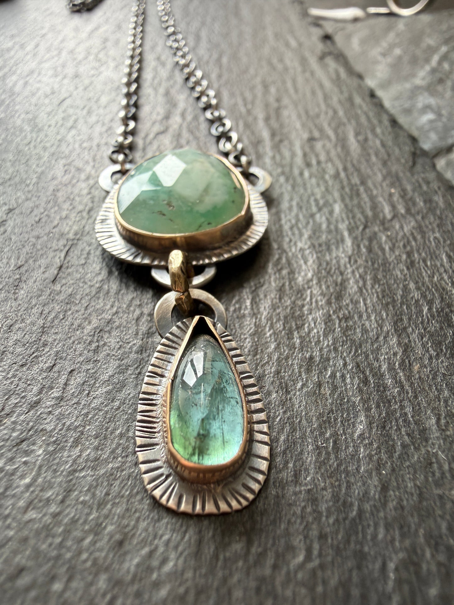 Peruvian Opal and Tourmaline Pendant