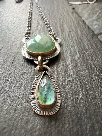 Peruvian Opal and Tourmaline Pendant