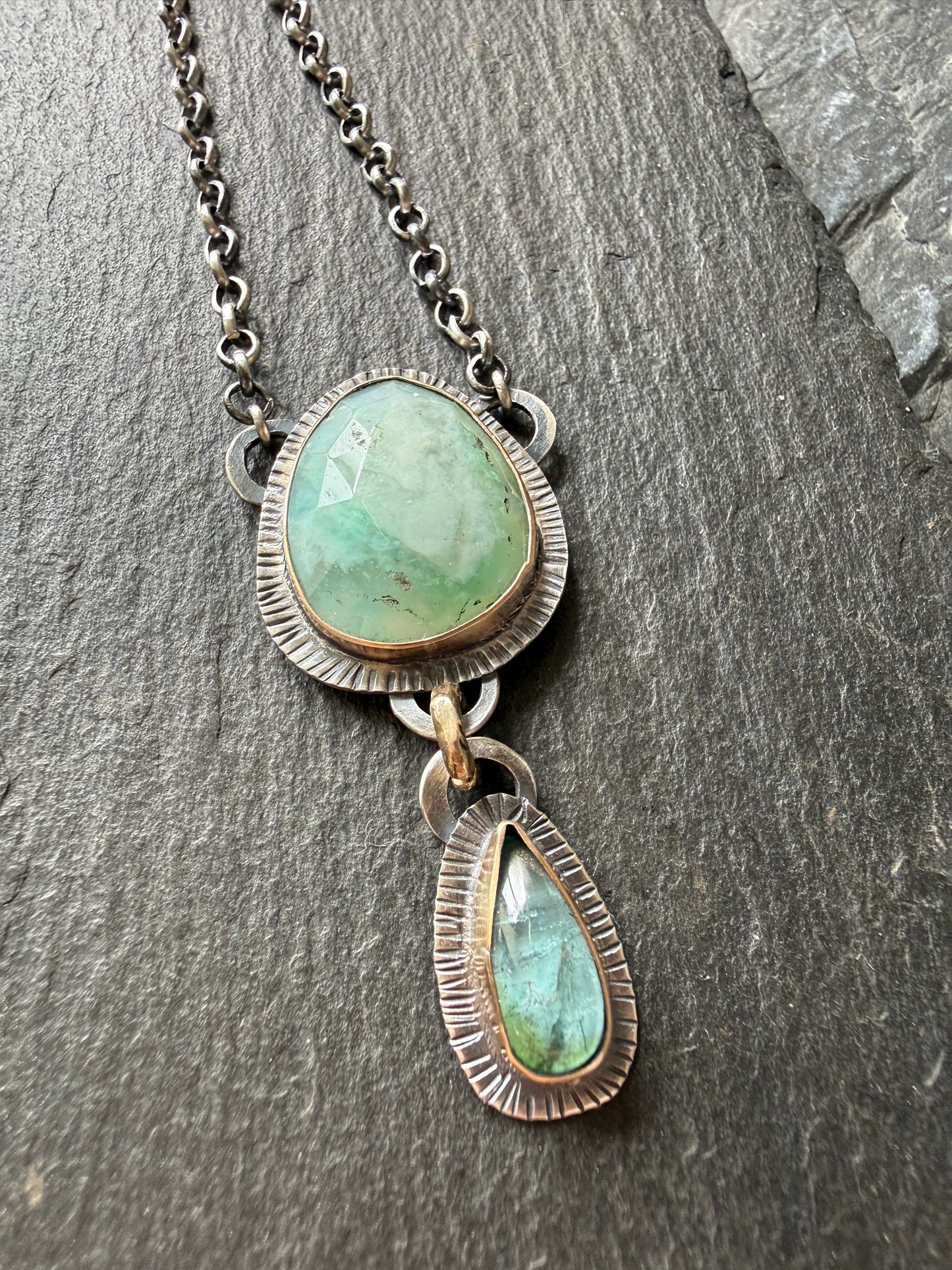 Peruvian Opal and Tourmaline Pendant