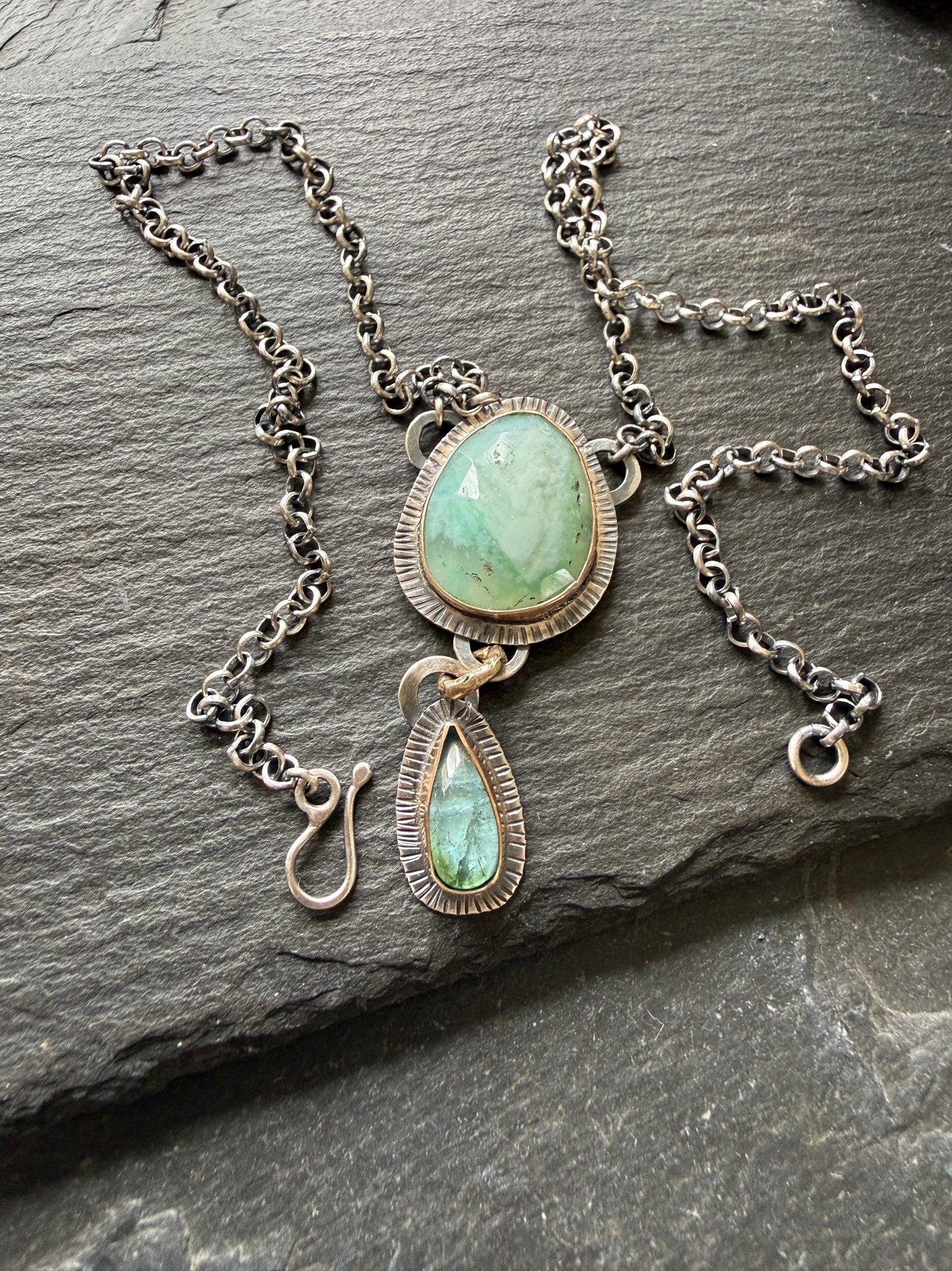 Peruvian Opal and Tourmaline Pendant