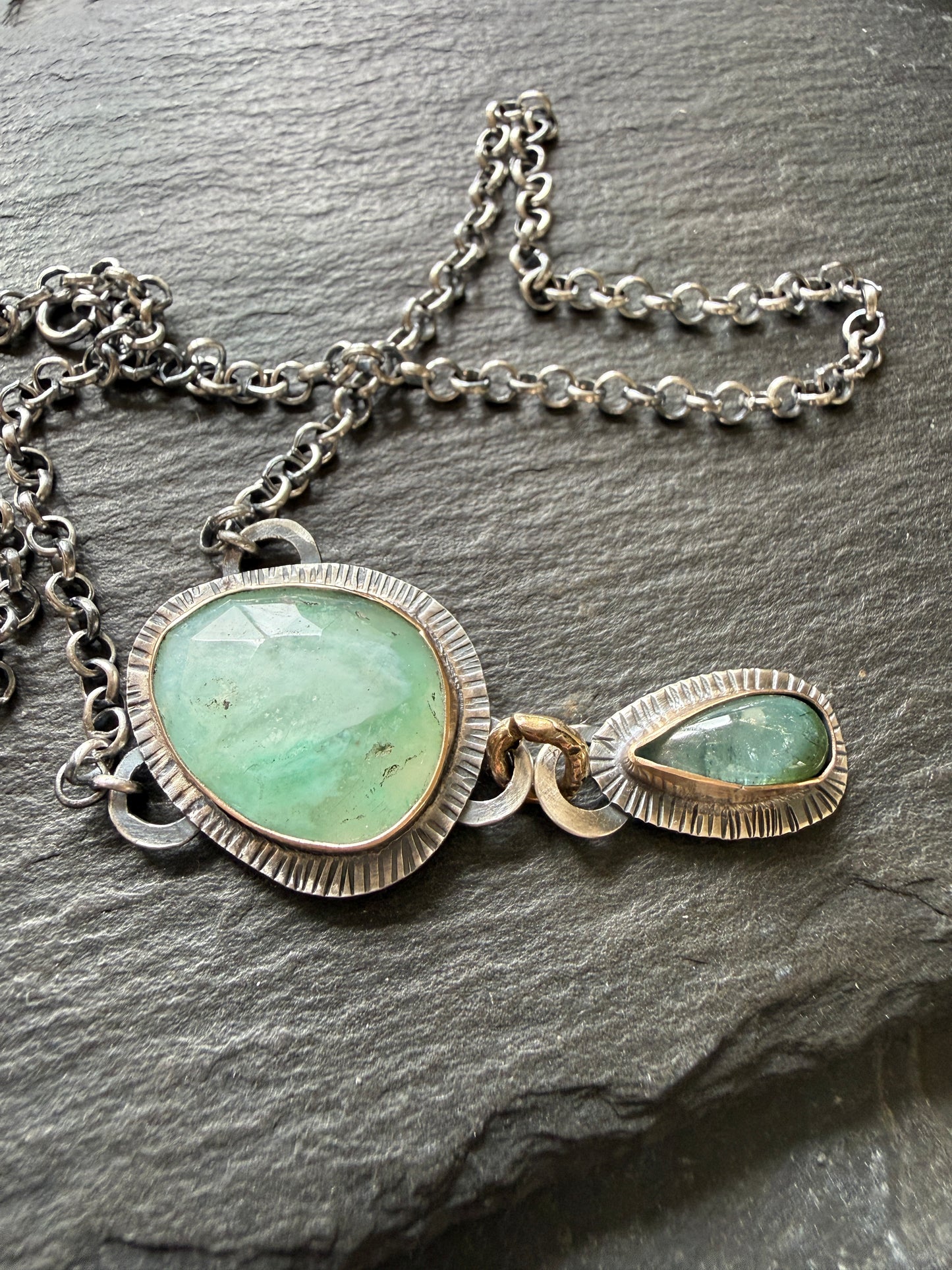 Peruvian Opal and Tourmaline Pendant