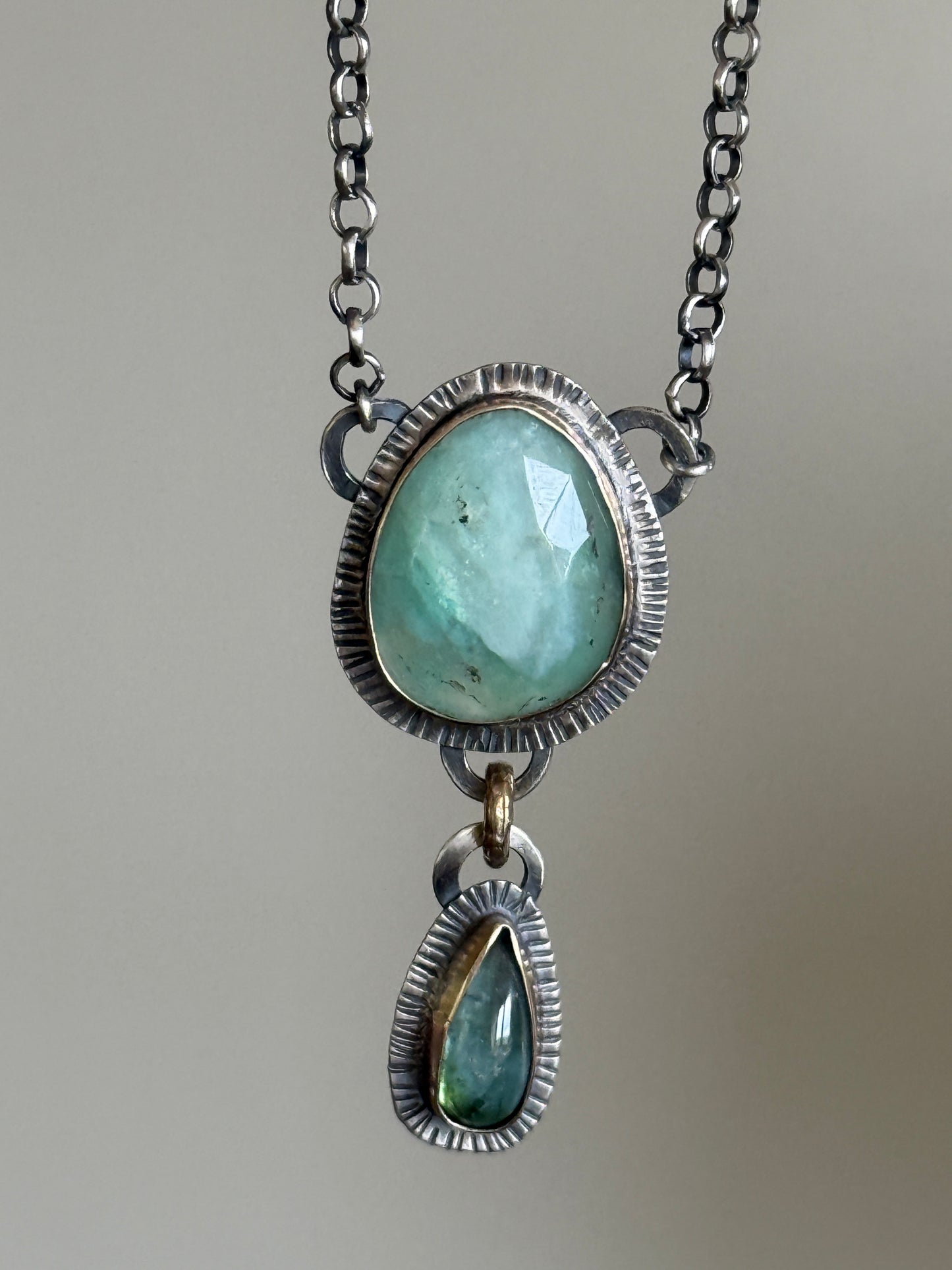 Peruvian Opal and Tourmaline Pendant