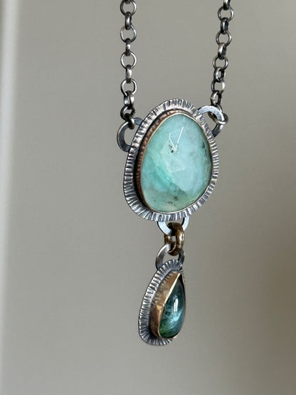 Peruvian Opal and Tourmaline Pendant