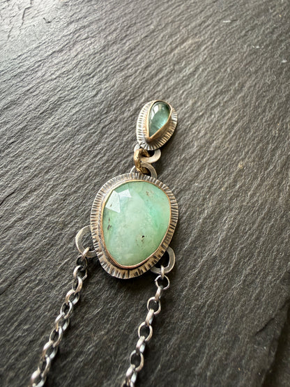 Peruvian Opal and Tourmaline Pendant