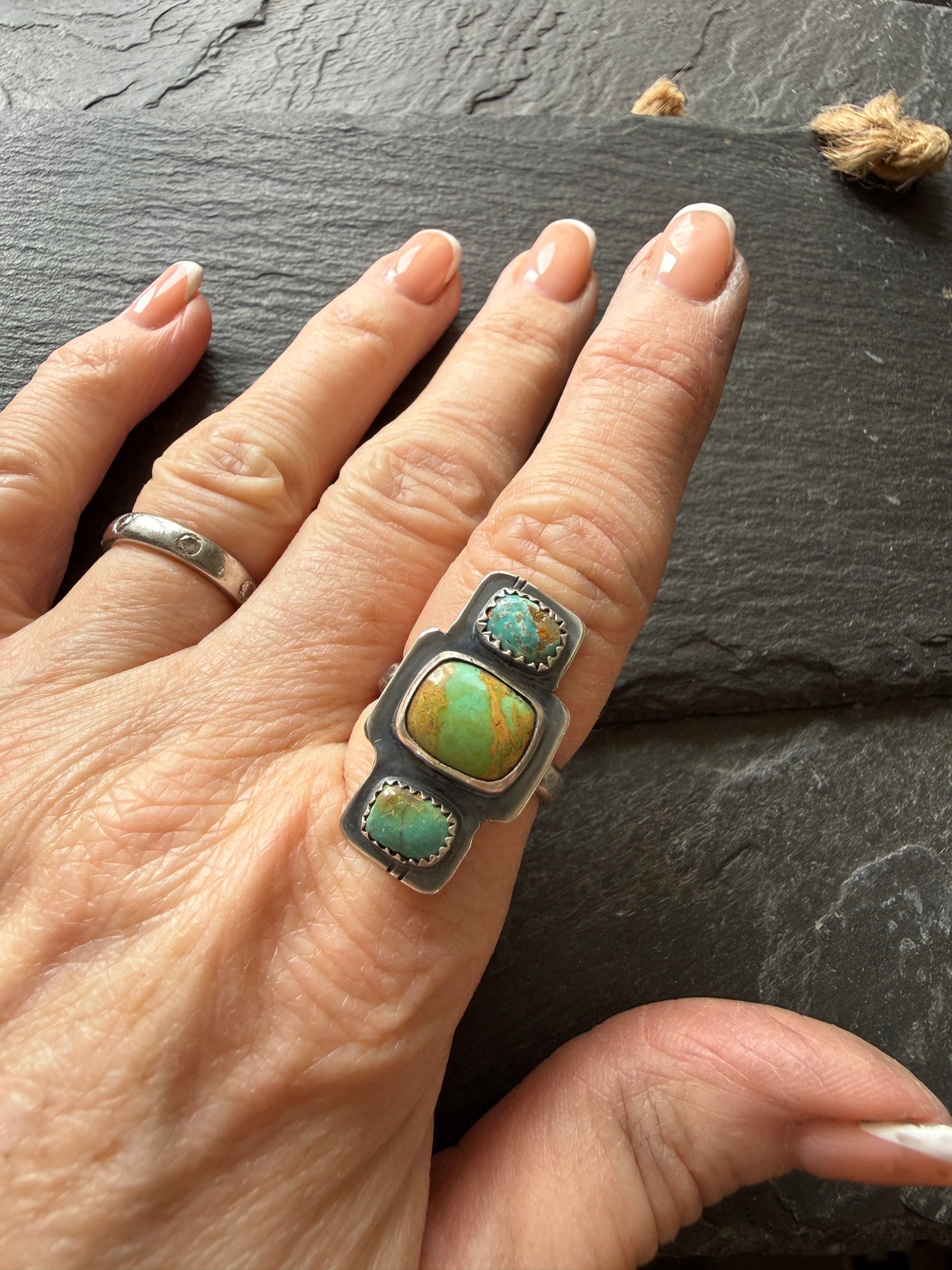Turquoise Stone Ring US 7 1/4 / UK O
