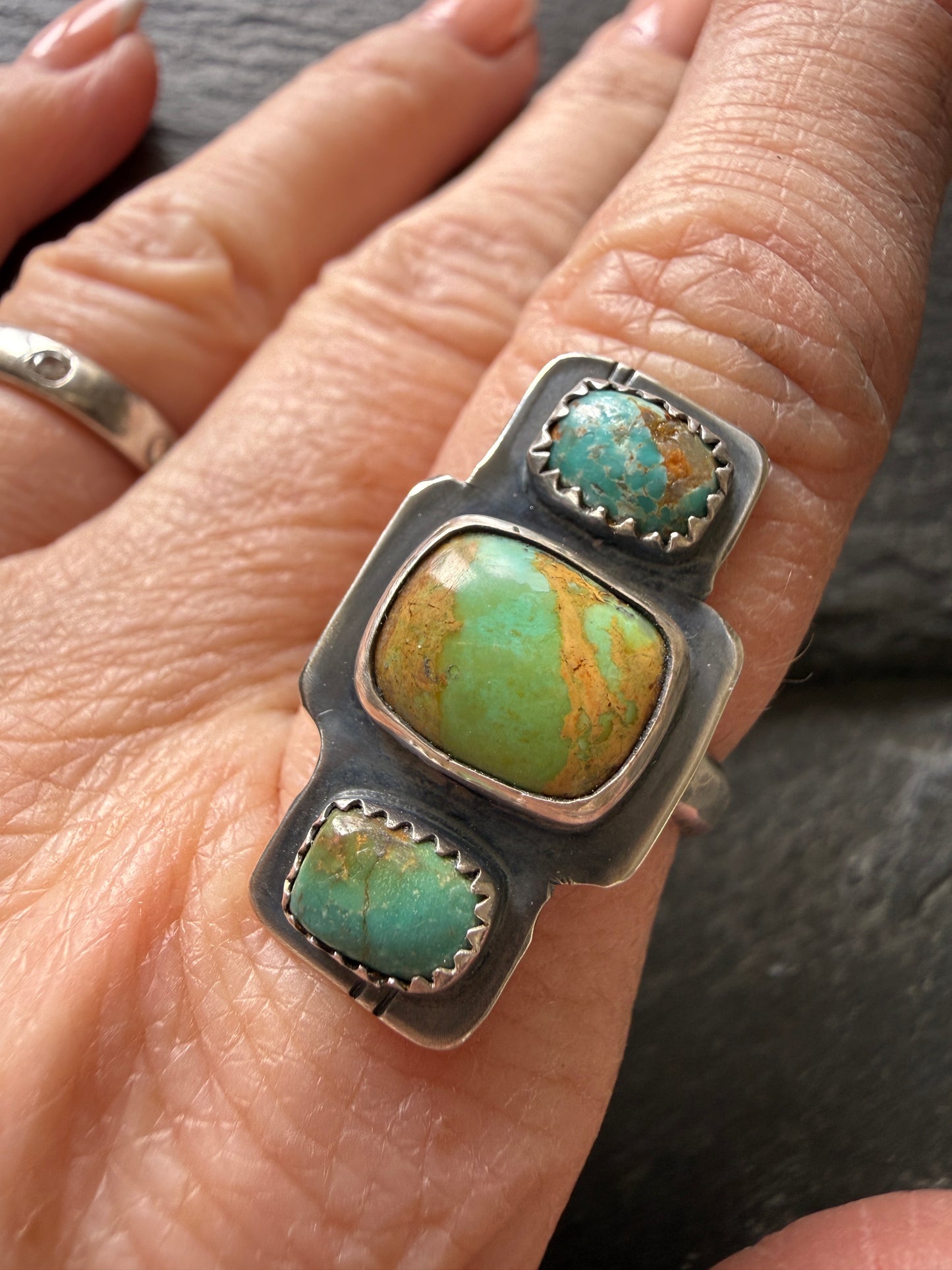 Turquoise Stone Ring US 7 1/4 / UK O