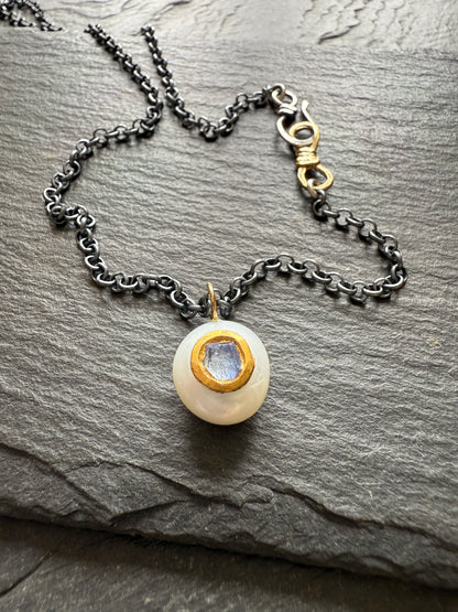 Freshwater Pearl & Tanzanite Pendant