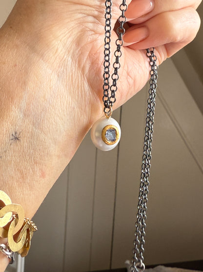 Freshwater Pearl & Tanzanite Pendant