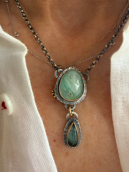 Peruvian Opal and Tourmaline Pendant