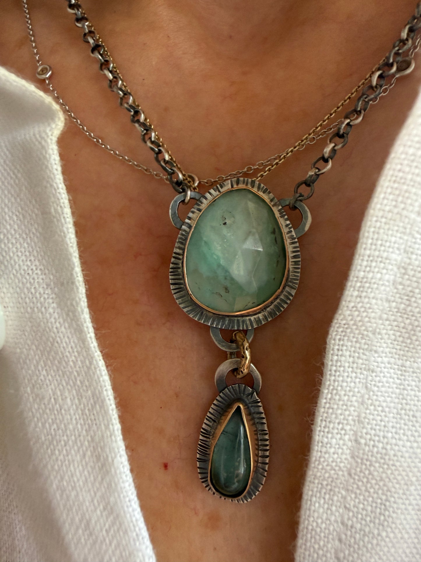 Peruvian Opal and Tourmaline Pendant