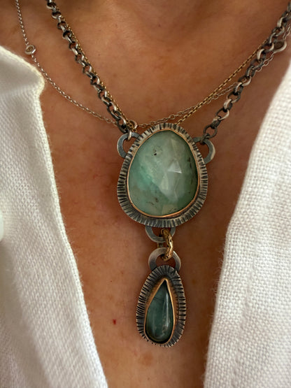 Peruvian Opal and Tourmaline Pendant