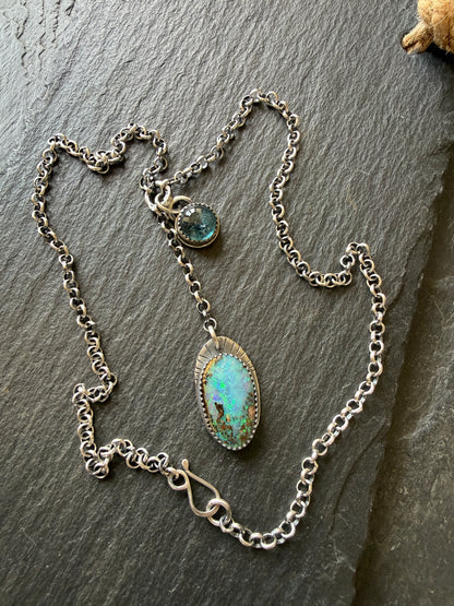 Opal and Kyanite Y Necklace