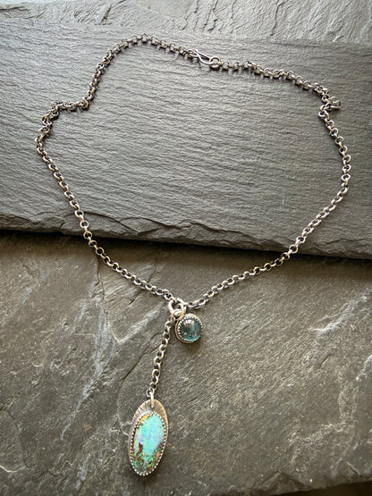 Opal and Kyanite Y Necklace