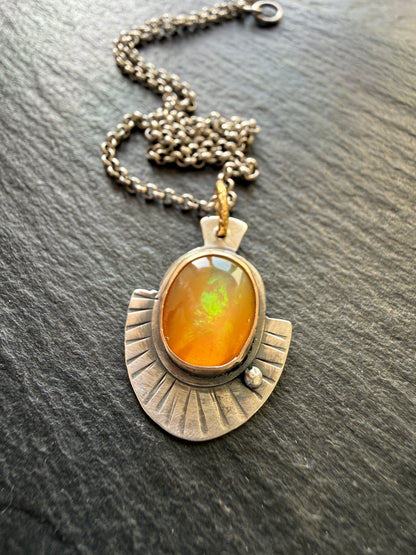 Orange Boulder Opal Necklace