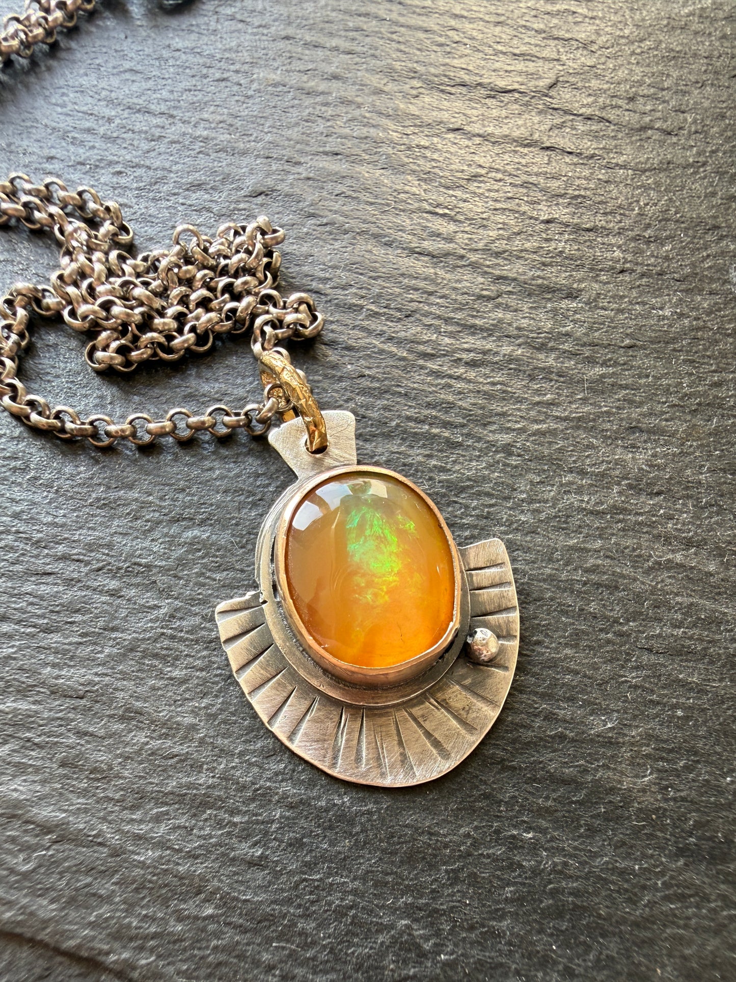 Orange Boulder Opal Necklace