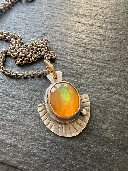 Orange Boulder Opal Necklace