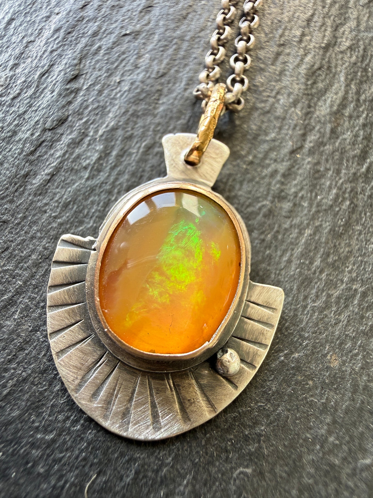 Orange Boulder Opal Necklace