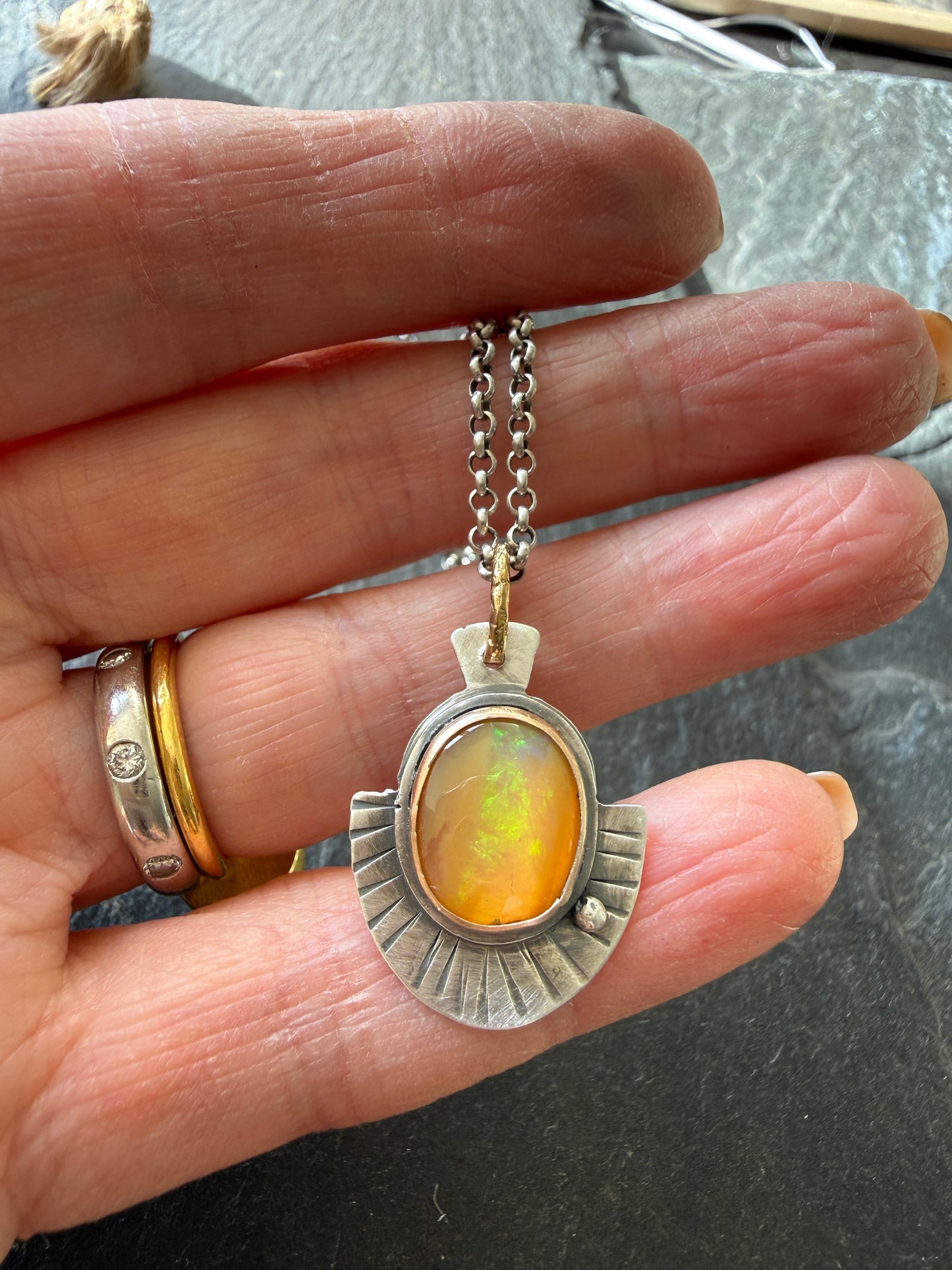 Orange Boulder Opal Necklace