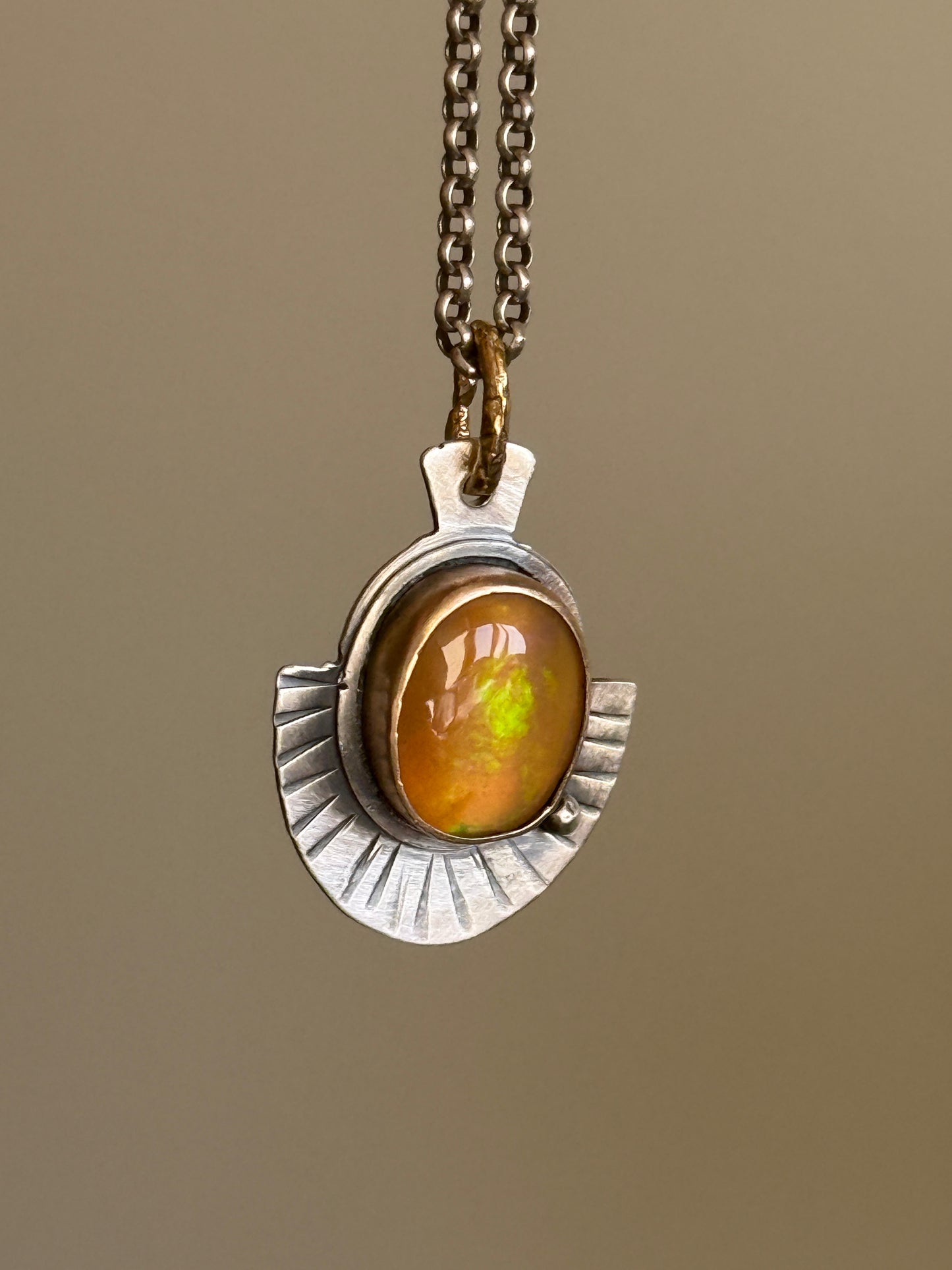 Orange Boulder Opal Necklace