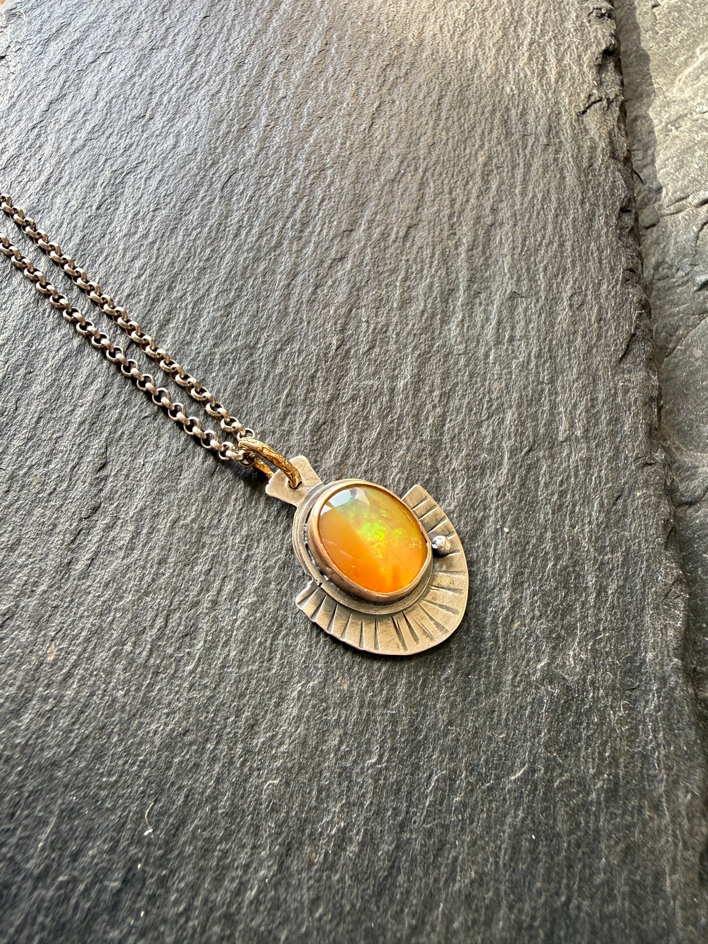 Orange Boulder Opal Necklace