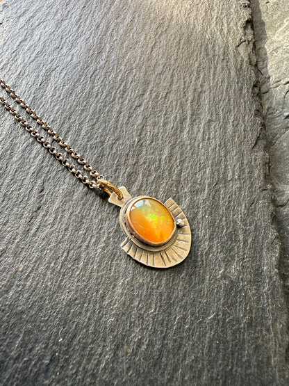 Orange Boulder Opal Necklace
