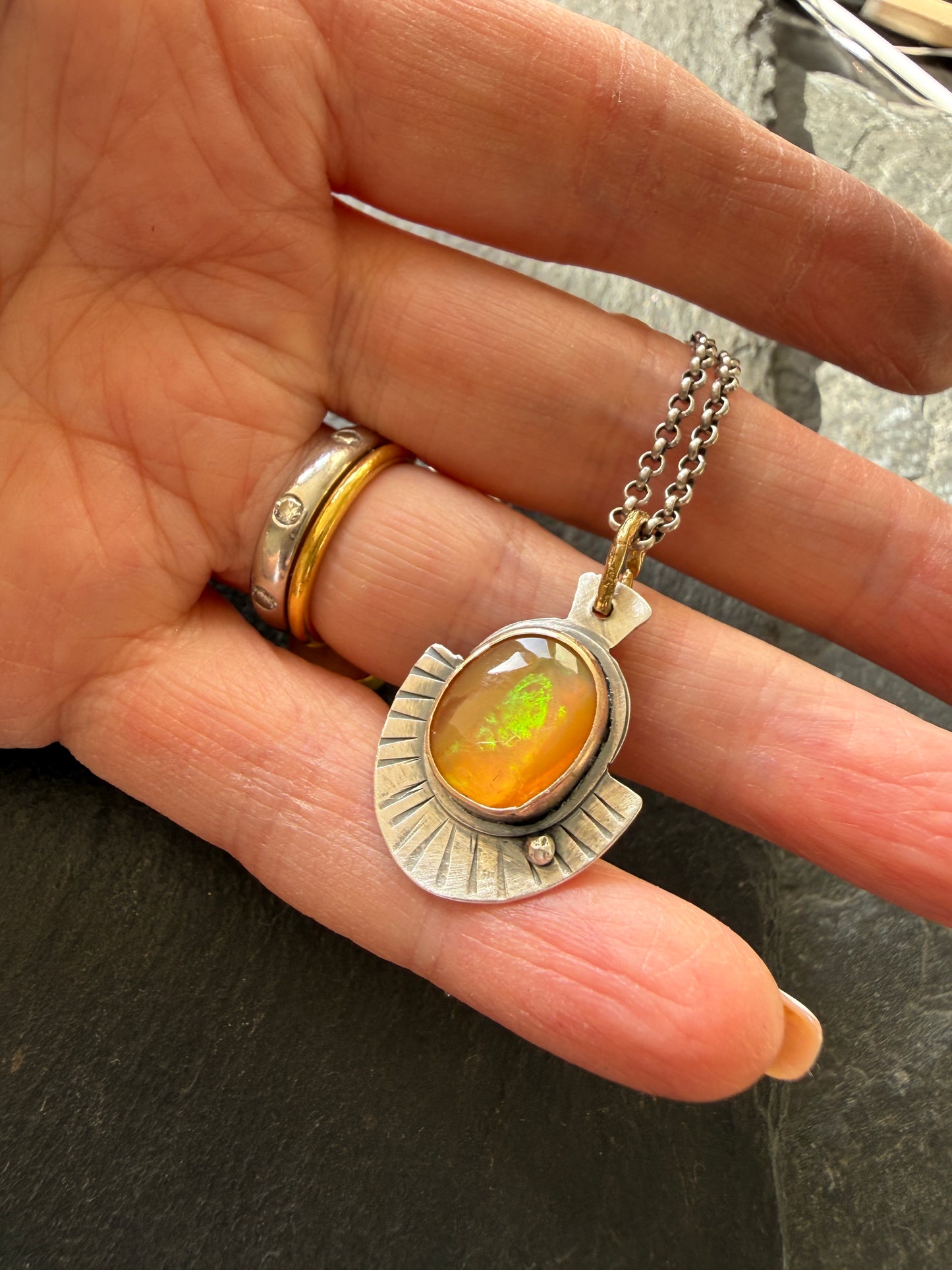 Orange Boulder Opal Necklace