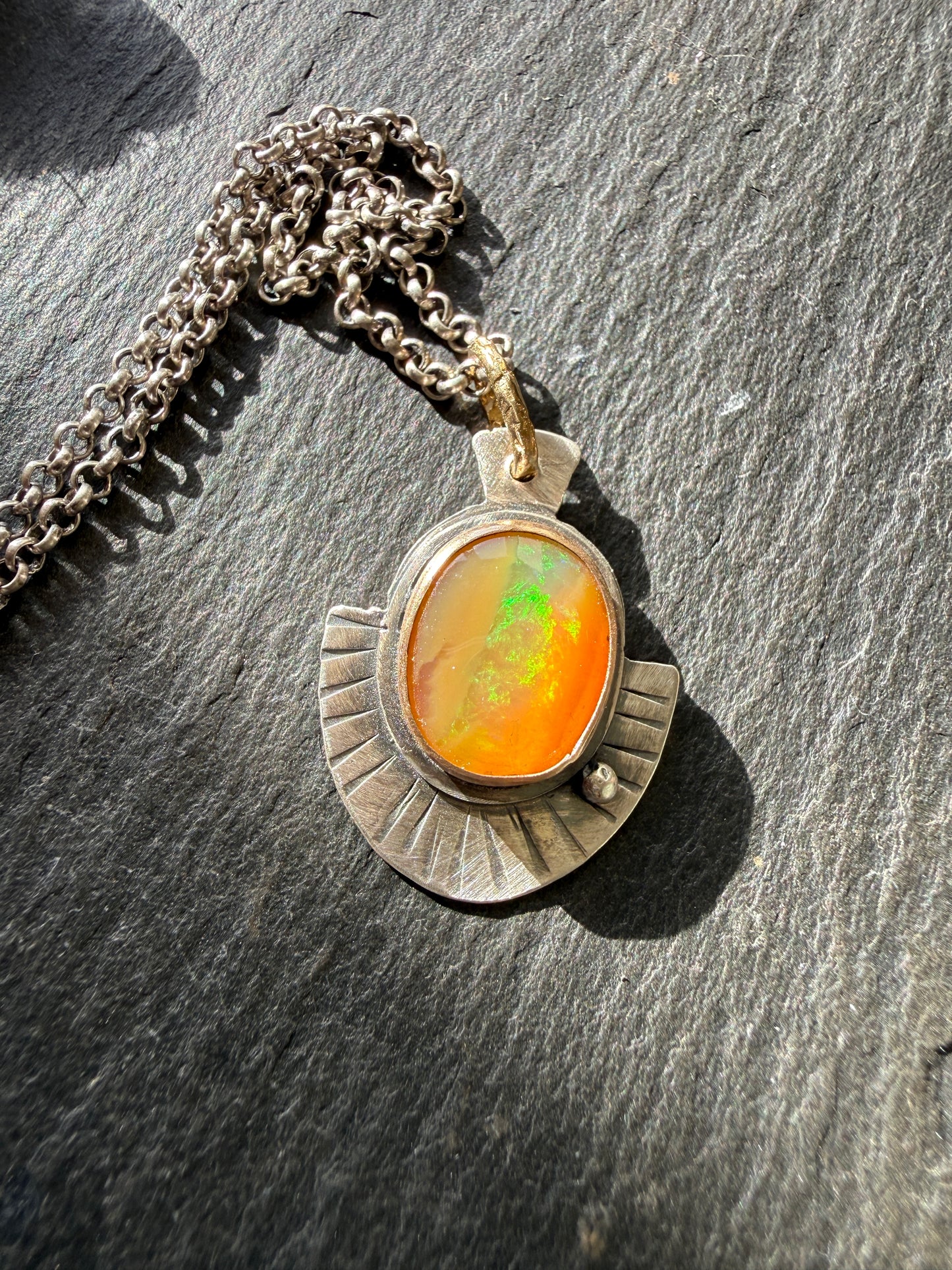 Orange Boulder Opal Necklace